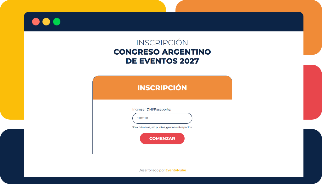 Formulario de inscripción de un congreso hecho con EventoNube